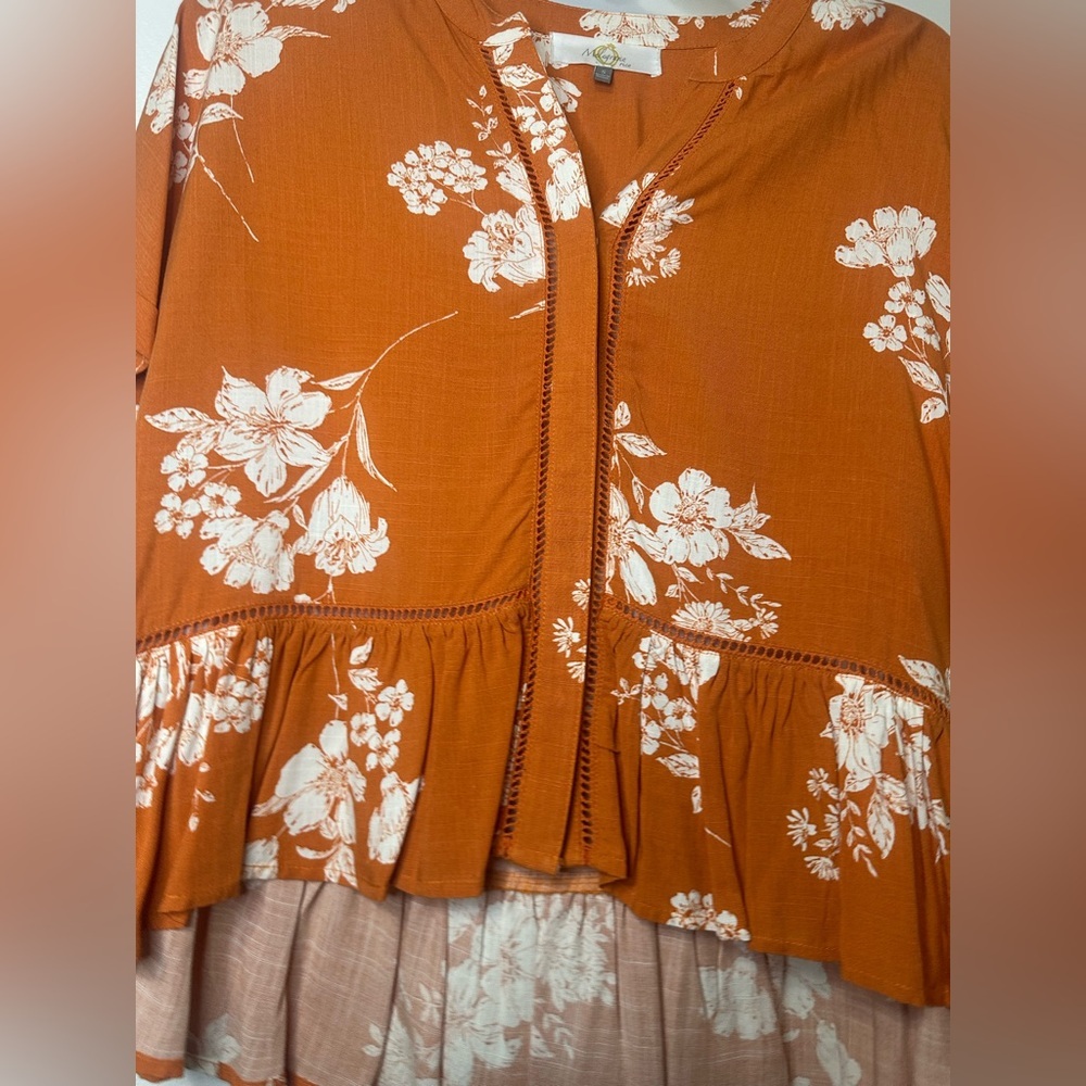 Floral Orange Women's Top - Picture 4 of 7